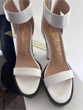 White Ankle-Strap Block Heel Sandals